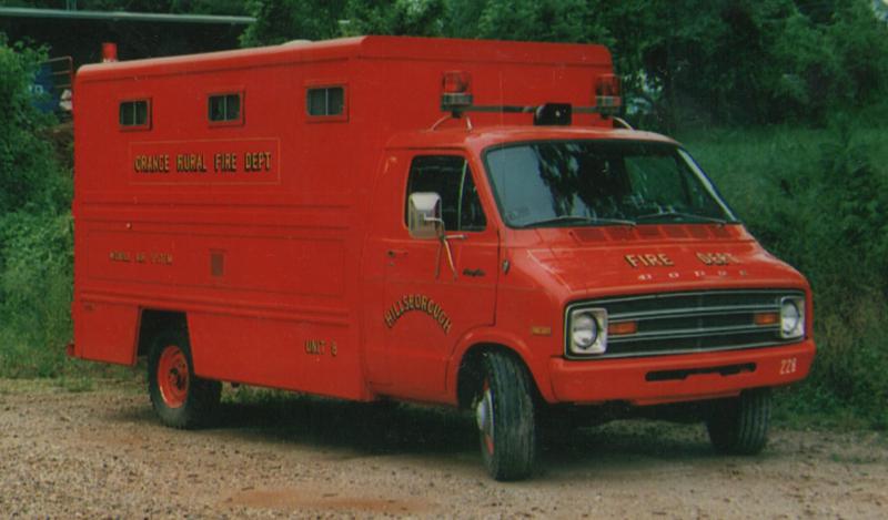 1974 Dodge (retired).  ORFD's 1st Equipment Truck.  Formerly a SBI truck.